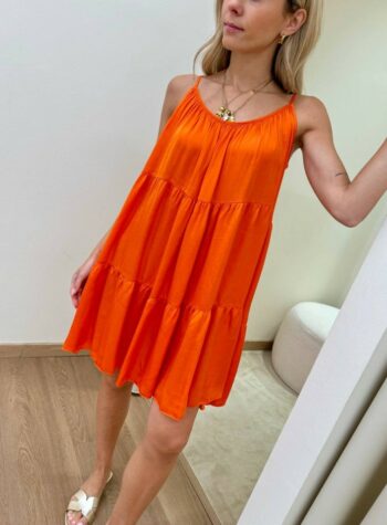 Shop Online Vestito corto a balze arancio Tensione In