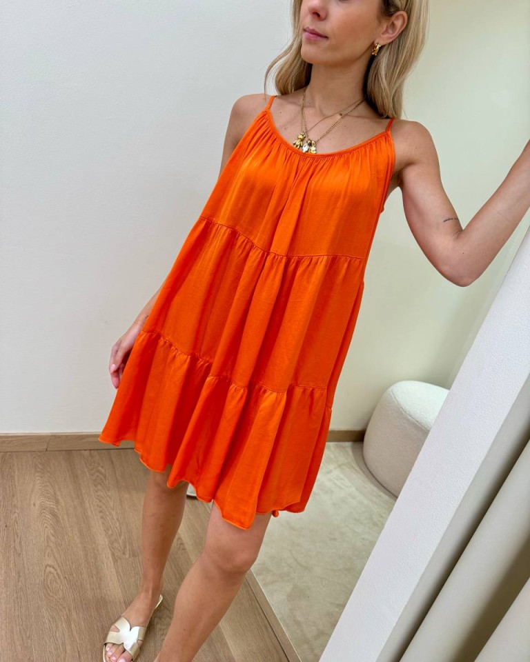 Vestito corto a balze arancio Tensione In Shop Online Vestito corto a balze arancio Tensione In