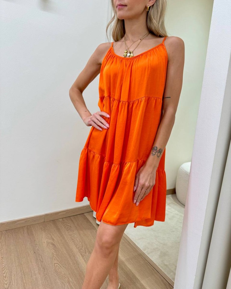Vestito corto a balze arancio Tensione In Shop Online Vestito corto a balze arancio Tensione In
