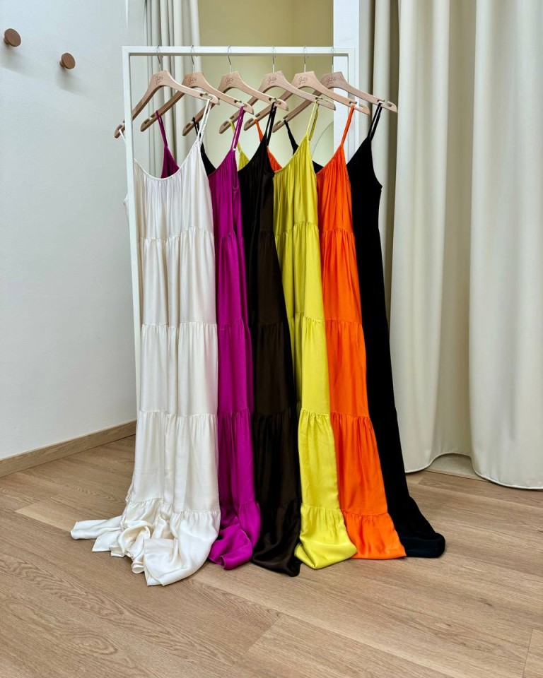Vestito lungo a balze lime Tensione In Shop Online Vestito lungo a balze lime Tensione In