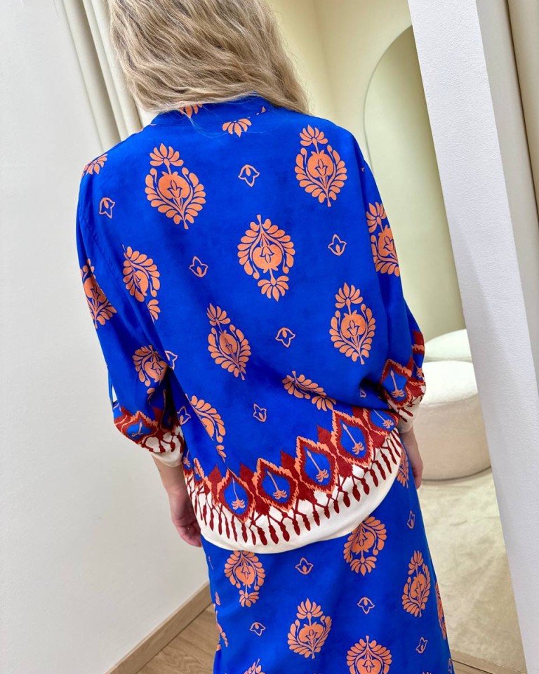 Camicia over fantasia bluette e arancio HaveOne Shop Online Camicia over fantasia bluette e arancio HaveOne