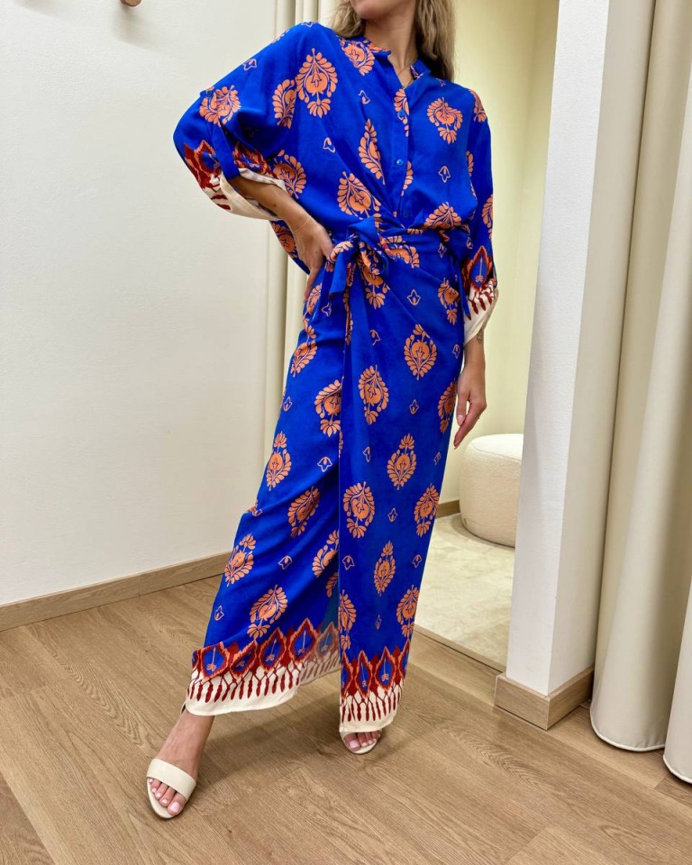 Camicia over fantasia bluette e arancio HaveOne Shop Online Camicia over fantasia bluette e arancio HaveOne