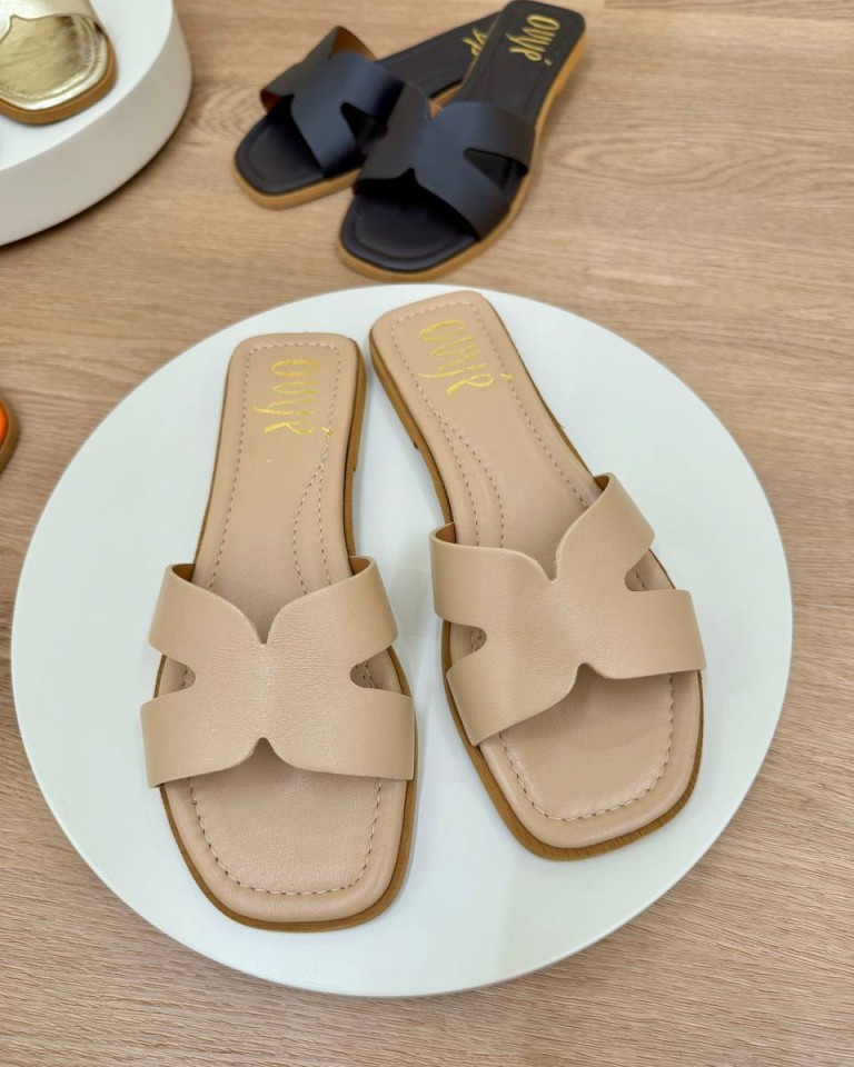 Ciabatta a fascia in nappa beige Ovyè Shop Online Ciabatta a fascia in nappa beige Ovyè