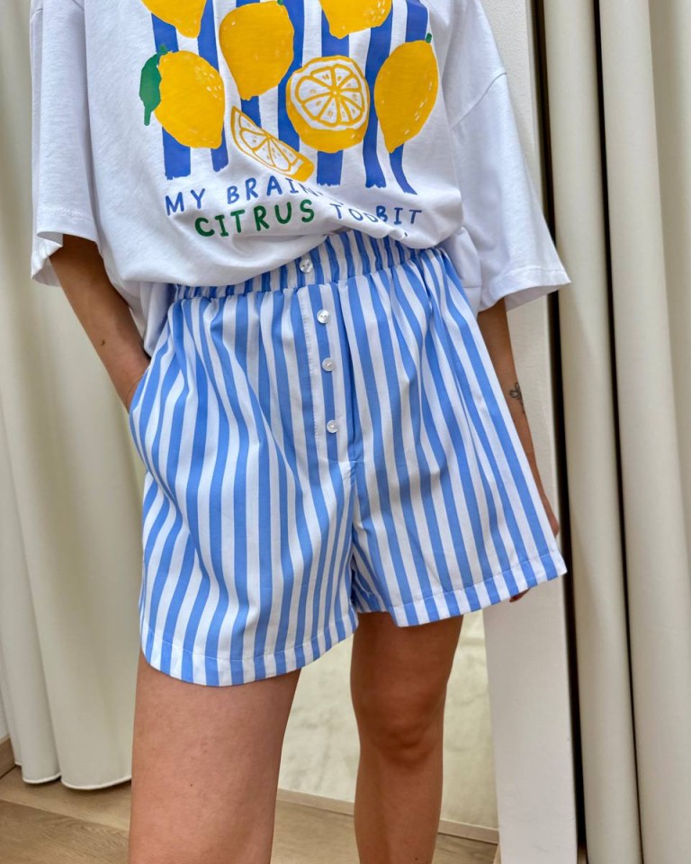Completo t-shirt e shorts limoni celeste Tensione In Shop Online Completo t-shirt e shorts limoni celeste Tensione In