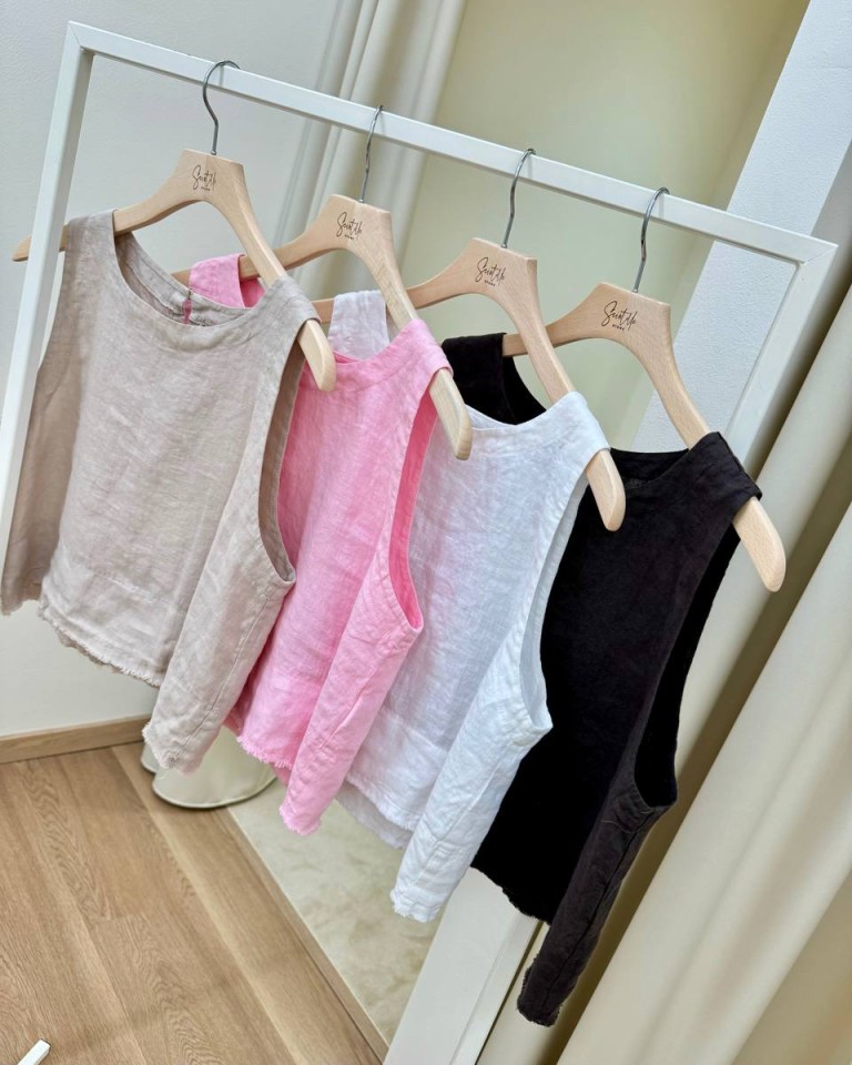 Top corto in lino panna Tensione In Shop Online Top corto in lino panna Tensione In