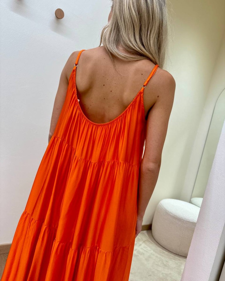 Vestito lungo a balze arancio Tensione In Shop Online Vestito lungo a balze arancio Tensione In