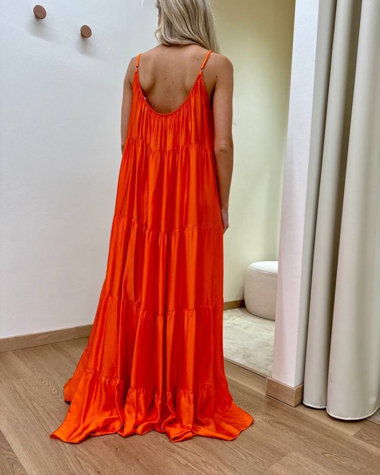 Vestito lungo a balze arancio Tensione In Shop Online Vestito lungo a balze arancio Tensione In
