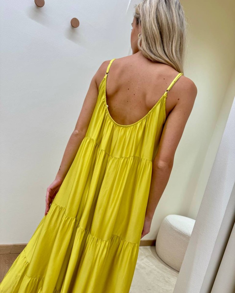 Vestito lungo a balze lime Tensione In Shop Online Vestito lungo a balze lime Tensione In