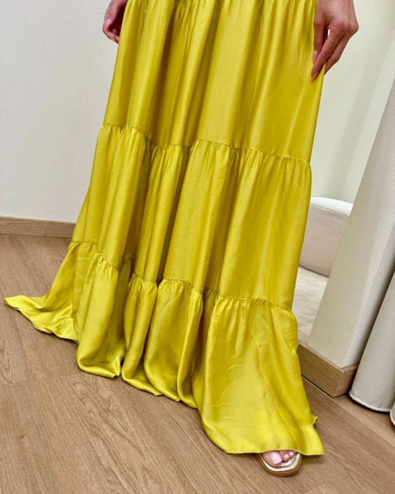 Vestito lungo a balze lime Tensione In Shop Online Vestito lungo a balze lime Tensione In