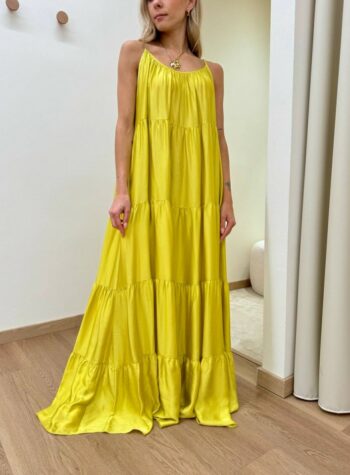 Shop Online Vestito lungo a balze lime Tensione In