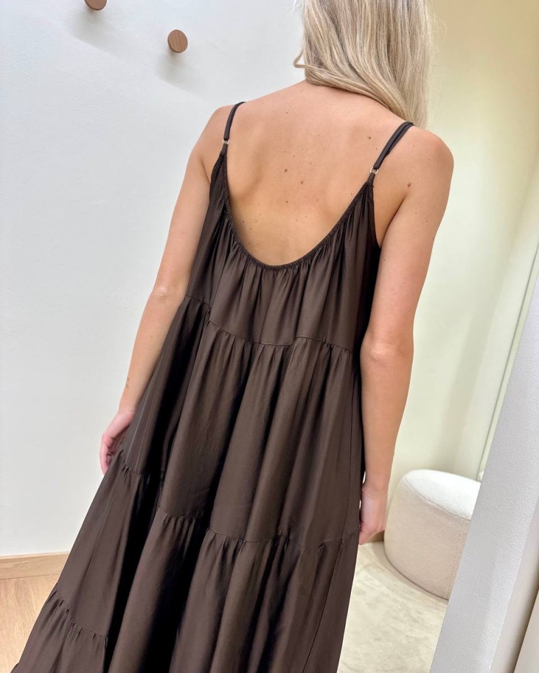 Vestito lungo a balze moro Tensione In Shop Online Vestito lungo a balze moro Tensione In