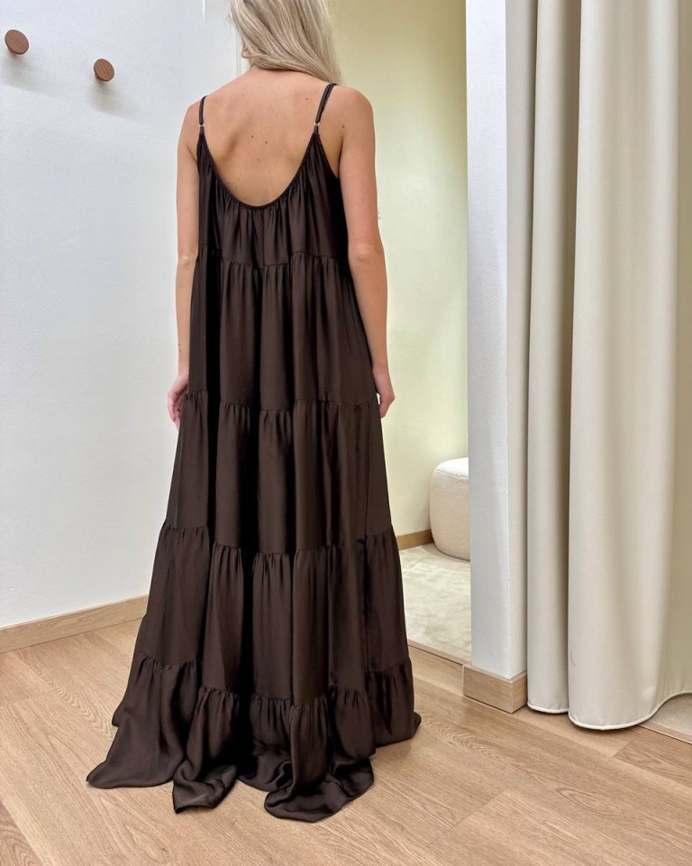 Vestito lungo a balze moro Tensione In Shop Online Vestito lungo a balze moro Tensione In