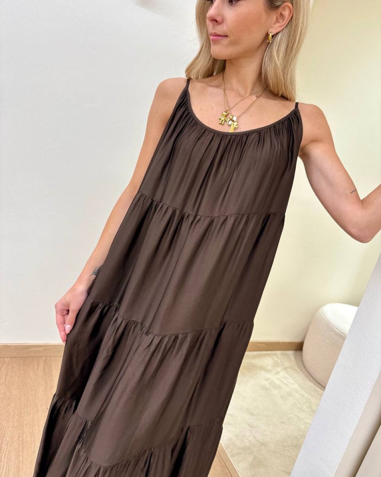 Vestito lungo a balze moro Tensione In Shop Online Vestito lungo a balze moro Tensione In