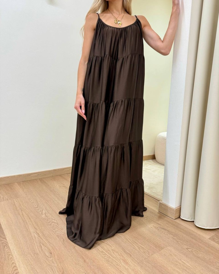 Vestito lungo a balze moro Tensione In Shop Online Vestito lungo a balze moro Tensione In