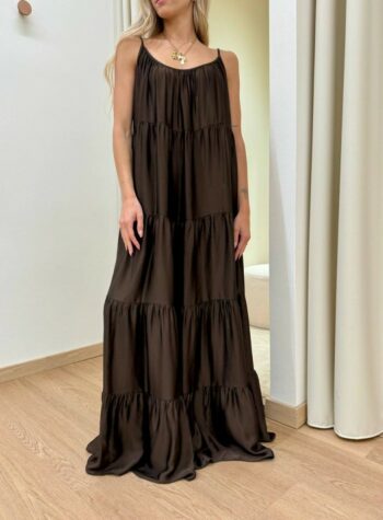 Shop Online Vestito lungo a balze moro Tensione In
