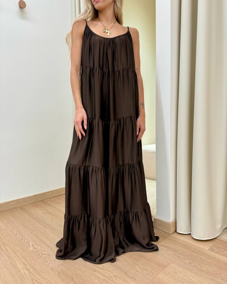 Vestito lungo a balze moro Tensione In Shop Online Vestito lungo a balze moro Tensione In