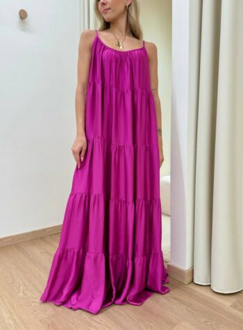 Shop Online Vestito lungo a balze ciclamino Tensione In