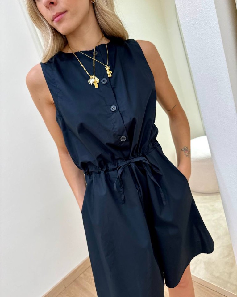 Vestito chemisier smanicato nero Tensione In Shop Online Vestito chemisier smanicato nero Tensione In