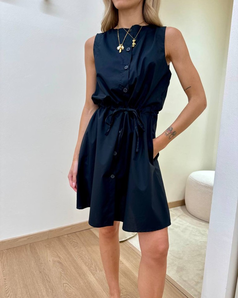 Vestito chemisier smanicato nero Tensione In Shop Online Vestito chemisier smanicato nero Tensione In