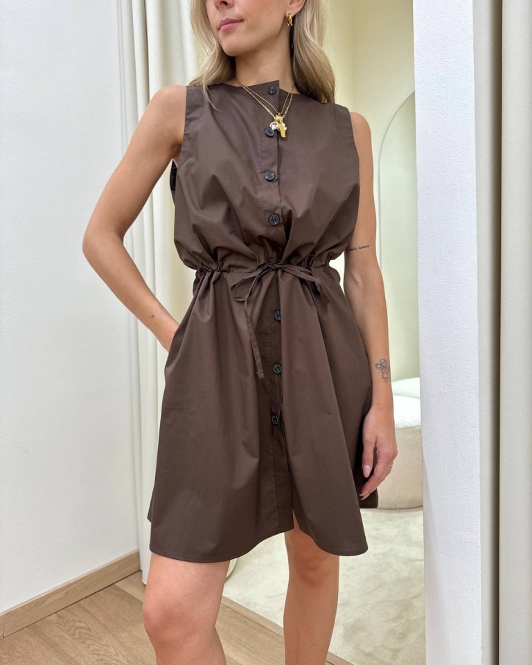 Vestito chemisier smanicato moro Tensione In Shop Online Vestito chemisier smanicato moro Tensione In