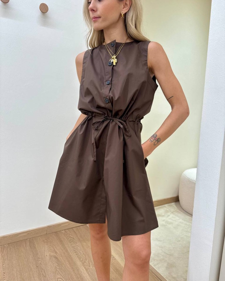 Vestito chemisier smanicato moro Tensione In Shop Online Vestito chemisier smanicato moro Tensione In