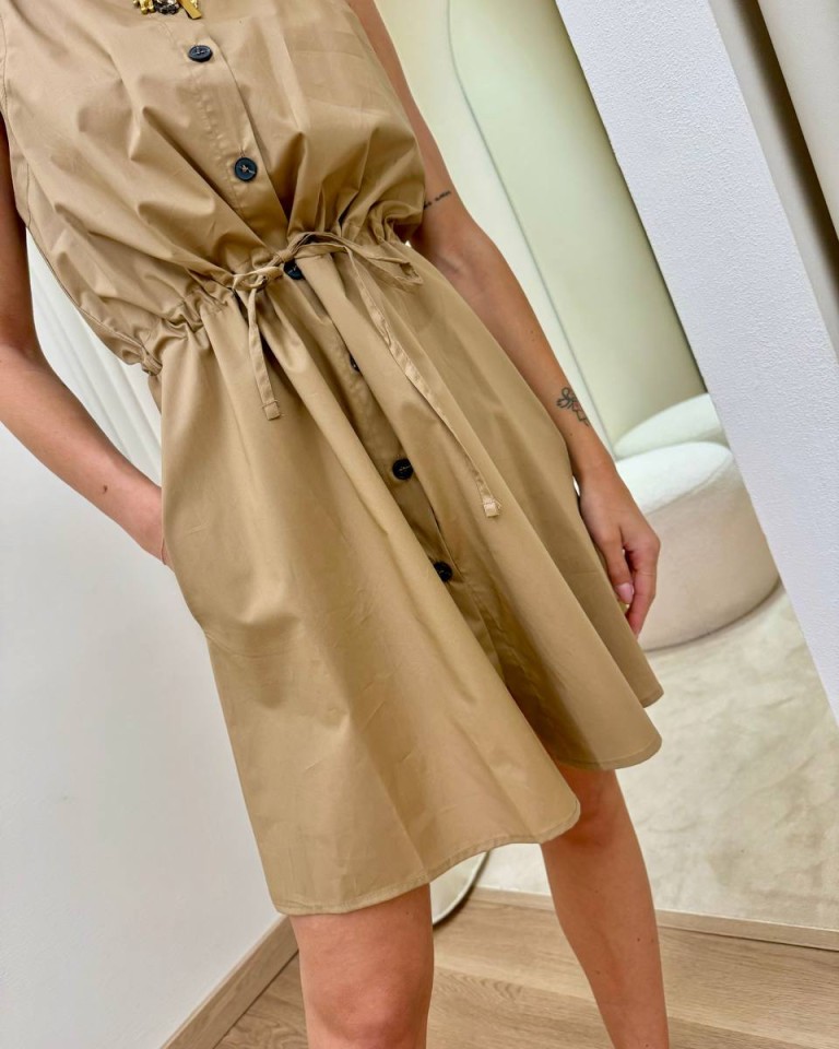 Vestito chemisier smanicato cammello Tensione In Shop Online Vestito chemisier smanicato cammello Tensione In