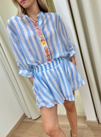 Shop Online Shorts righe celesti fascia ricamata Tensione In