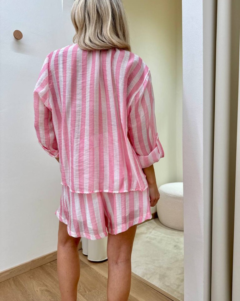 Camicia righe rosa fascia ricamata Tensione In Shop Online Camicia righe rosa fascia ricamata Tensione In