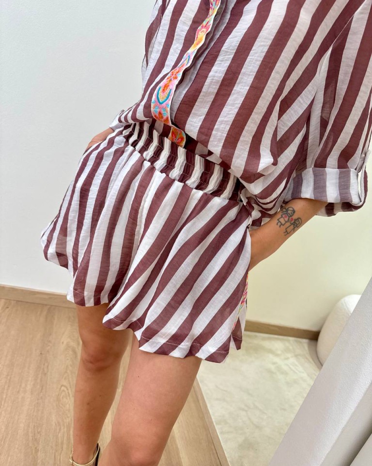 Shorts righe moro fascia ricamata Tensione In Shop Online Shorts righe moro fascia ricamata Tensione In