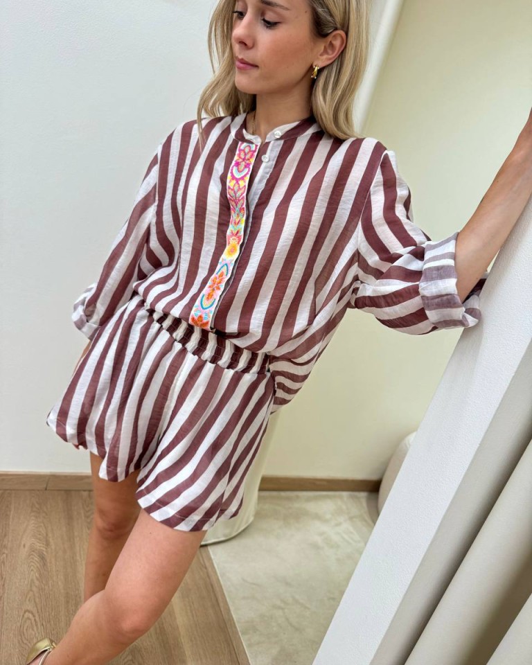 Camicia righe moro fascia ricamata Tensione In Shop Online Camicia righe moro fascia ricamata Tensione In