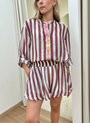 Shop Online Camicia righe moro fascia ricamata Tensione In