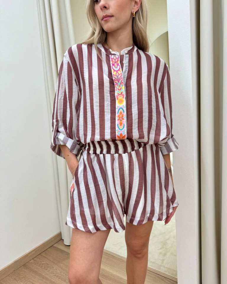Camicia righe moro fascia ricamata Tensione In Shop Online Camicia righe moro fascia ricamata Tensione In