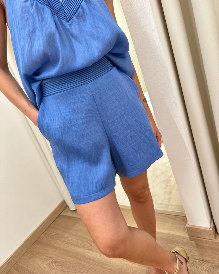 Completo top e shorts bordo plissé denim Tensione In Shop Online Completo top e shorts bordo plissé denim Tensione In