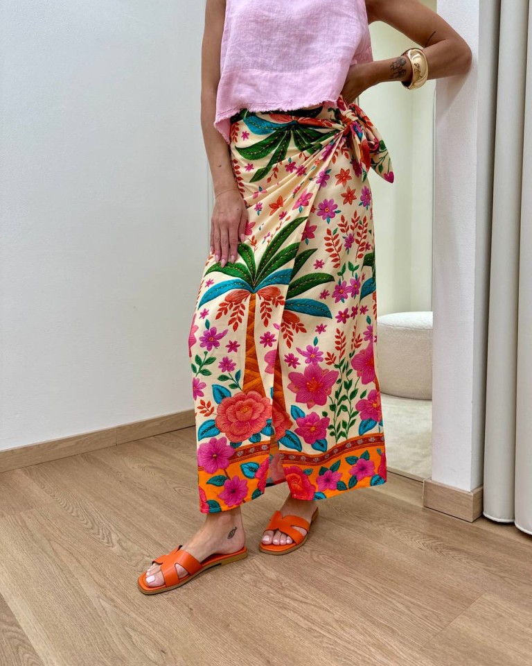 Gonna pareo cipria fantasia tropicale multicolor Tensione In Shop Online Gonna pareo cipria fantasia tropicale multicolor Tensione In