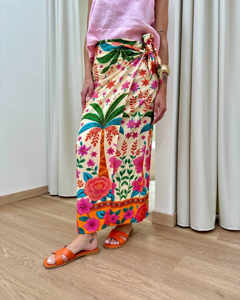 Gonna pareo cipria fantasia tropicale multicolor Tensione In Shop Online Gonna pareo cipria fantasia tropicale multicolor Tensione In