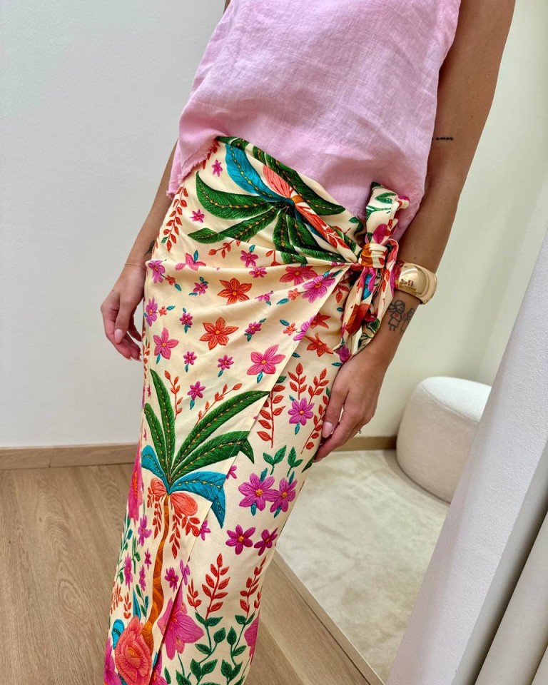 Gonna pareo cipria fantasia tropicale multicolor Tensione In Shop Online Gonna pareo cipria fantasia tropicale multicolor Tensione In