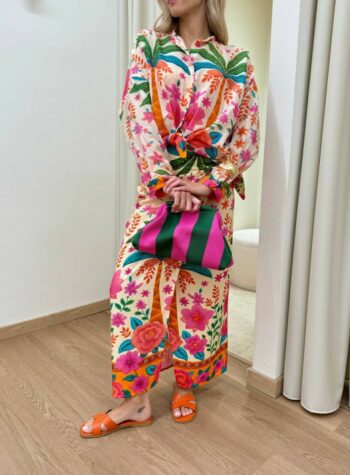Shop Online Camicia over cipria fantasia tropicale multicolor Tensione In