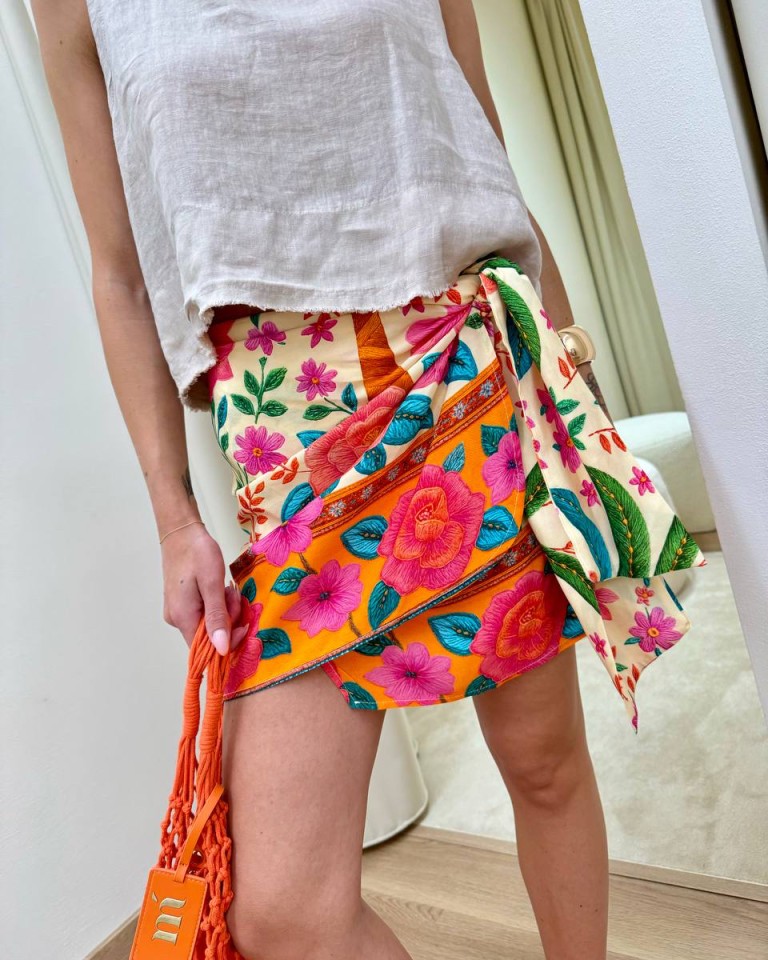 Minigonna pareo cipria fantasia tropicale multicolor Tensione In Shop Online Minigonna pareo cipria fantasia tropicale multicolor Tensione In