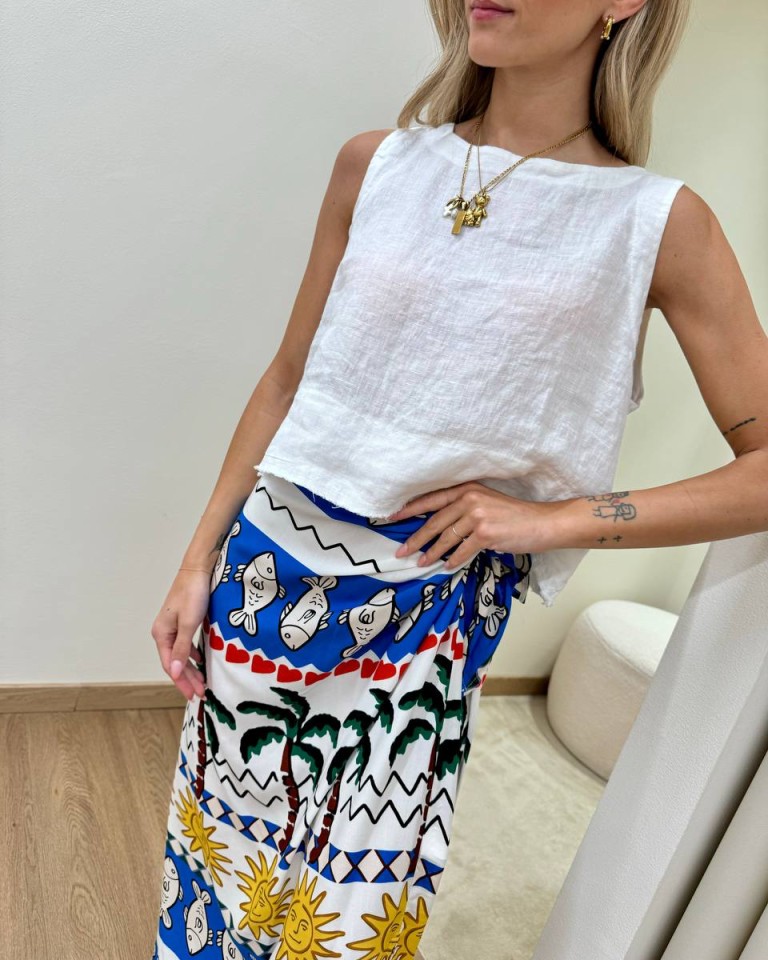Top corto in lino panna Tensione In Shop Online Top corto in lino panna Tensione In