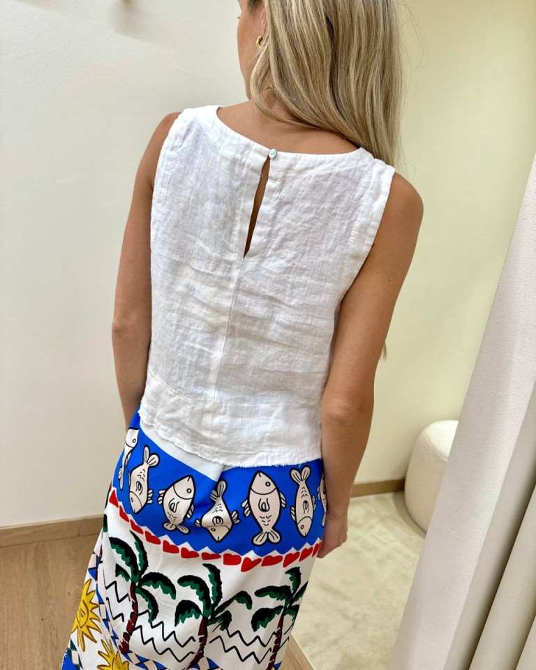 Top corto in lino panna Tensione In Shop Online Top corto in lino panna Tensione In