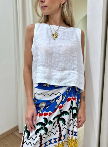 Shop Online Top corto in lino panna Tensione In