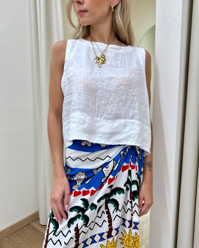Top corto in lino panna Tensione In Shop Online Top corto in lino panna Tensione In