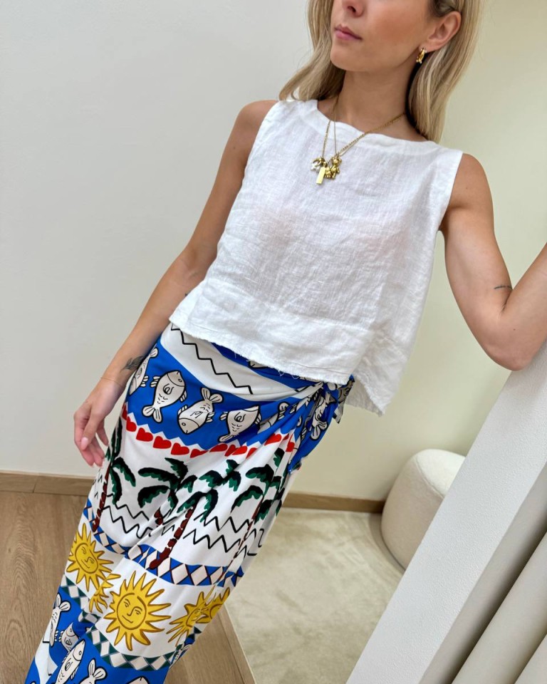 Top corto in lino panna Tensione In Shop Online Top corto in lino panna Tensione In