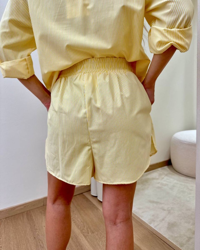 Shorts righe gialli con cabochon Tensione In Shop Online Shorts righe gialli con cabochon Tensione In