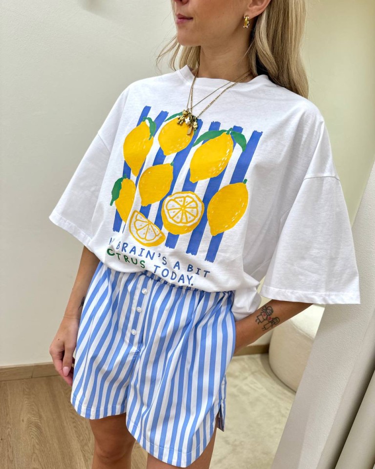 Completo t-shirt e shorts limoni celeste Tensione In Shop Online Completo t-shirt e shorts limoni celeste Tensione In