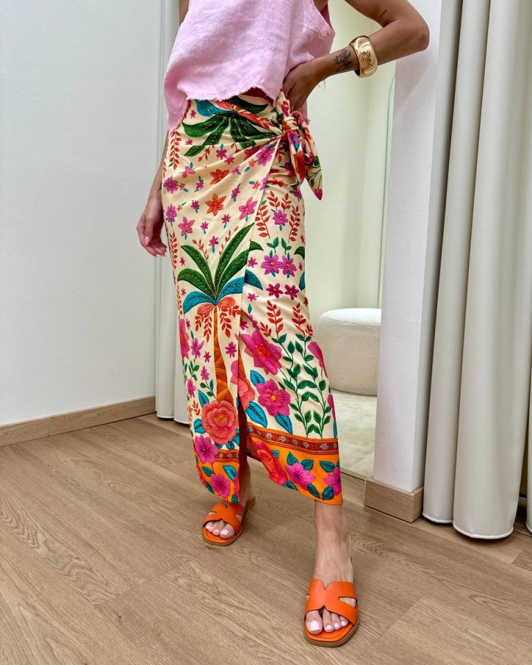 Gonna pareo cipria fantasia tropicale multicolor Tensione In Shop Online Gonna pareo cipria fantasia tropicale multicolor Tensione In