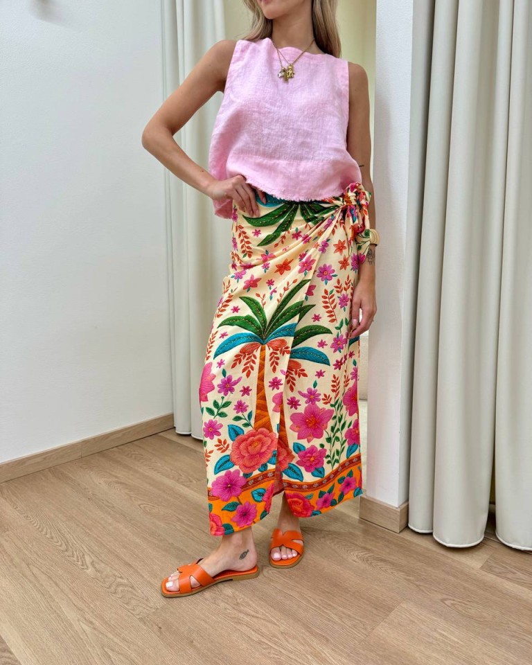 Top corto in lino rosa Tensione In Shop Online Top corto in lino rosa Tensione In