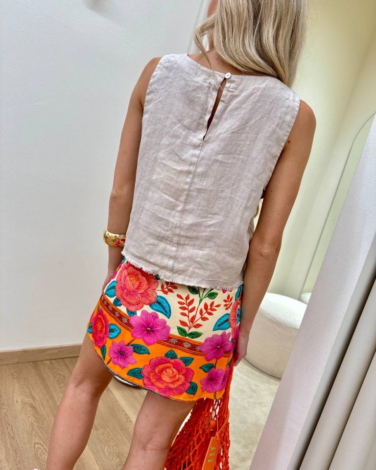 Minigonna pareo cipria fantasia tropicale multicolor Tensione In Shop Online Minigonna pareo cipria fantasia tropicale multicolor Tensione In
