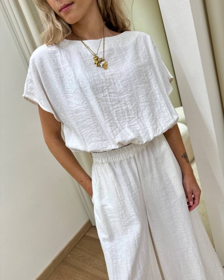 Blusa arricciata avorio melange Susy Mix Shop Online Blusa arricciata avorio melange Susy Mix