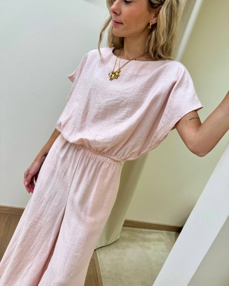 Blusa arricciata rosa cipria melange Susy Mix Shop Online Blusa arricciata rosa cipria melange Susy Mix